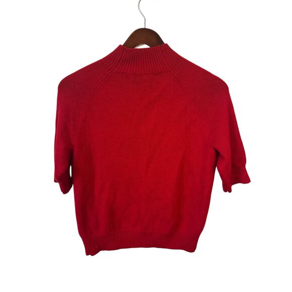 THEORY Jodi B. Cashmere Sweater Mock Neck Red Size Large Half Sleeves Minimalist - Picture 5 of 7